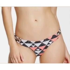 SOLE EAST Women's Rincon Hipster Bikini Bottom Size L Coral Triangle